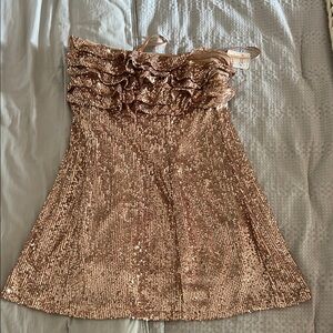 Free People Sequin Mini Dress in Rose Gold